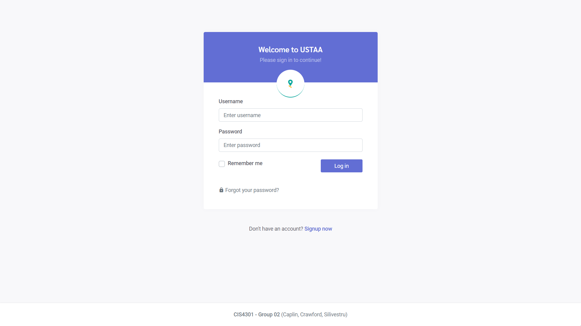 The login page for USTAA